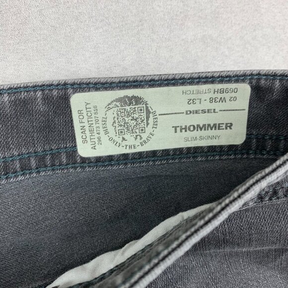 Diesel Mens Pants 38 Gray Distressed Jeans Thommer Slim Skinny Wash 069BH 38x32 - Picture 7 of 14